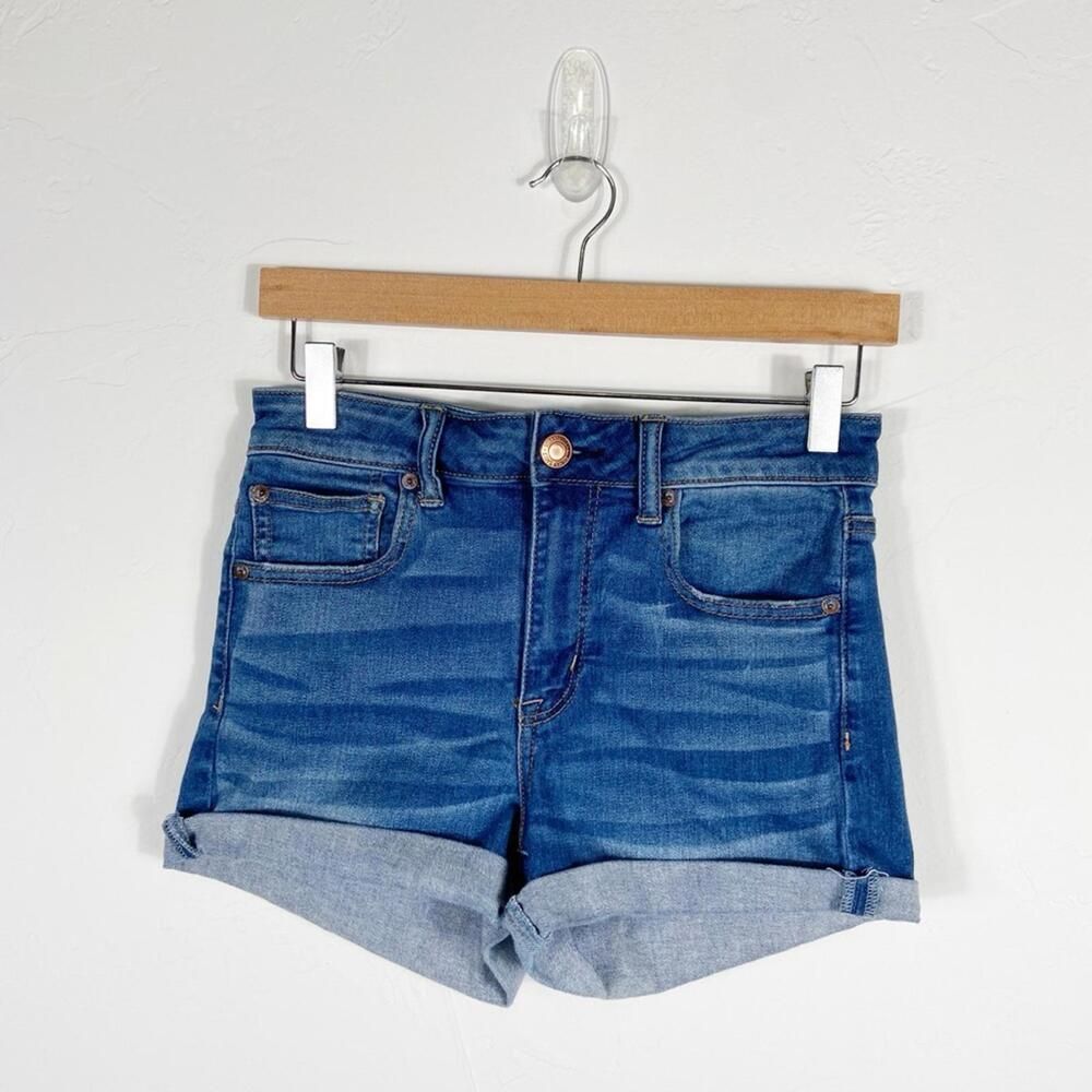 American Eagle Outfitters Blue Denim Cuffed Jean Shorts